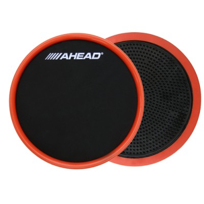 6" Stick-On Compact Practice Pad,Tacky Gel Back, Black w/ Red Rim, Practice on Any Flat Surface, Gum Rubber