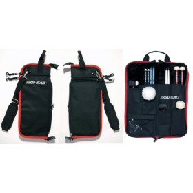 AHEAD PLUSH Stick Case w/4 Extra Pockets (Black with Red Trim, Plush interior), Designed to Hold 8 p