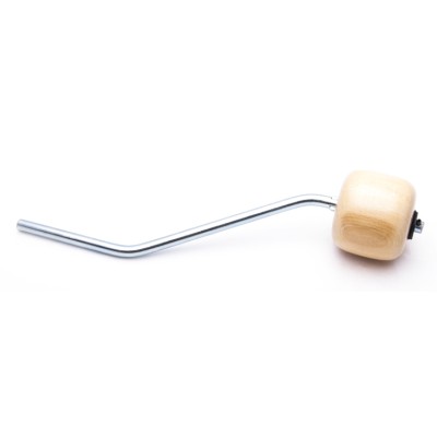 BASS DRUM PEDAL BEATER , Maple "Clear" Hard wood Beater, Chrome Shaft, Bent for Double Pedal