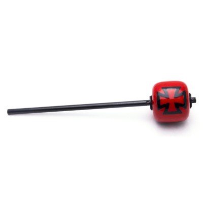 R/T 69 KICK BEATER- Red Wood Ball, Black Shaft - Black Iron Cross (Long 11.00)