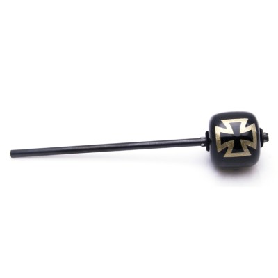 R/T 69 KICK BEATER- Black Wood Ball, Black Shaft - Silver Iron Cross (Long 11.00)