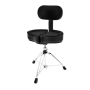 18" Spinal G Saddle w/ Back Rest, Black Cloth Top/Black Sides, 3 Leg Base, 18" to 24" Adjustment Height,