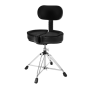 18" Spinal G Saddle w/ Back Rest, Black Cloth Top/Black Sides, 4 Leg Base, 18" to 24" Adjustment Height,