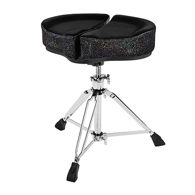18" Spinal G Saddle Black Cloth Top/Black Sparkle Sides, 3 Leg Base, 18" to 24" Adjustment Height