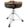 18" Spinal G Saddle Leopard Cloth Top/Black Sides, 3 Leg Base, 18" to 24" Adjustment Height