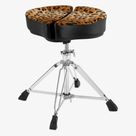 18" Spinal G Saddle Leopard Cloth Top/Black Sides, 4 Leg Base, 18" to 24" Adjustment Height