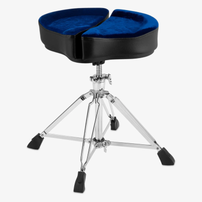 18" Spinal G Saddle Blue Cloth Top/Black Sides, 4 Leg Base, 18" to 24" Adjustment Height