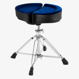 18" Spinal G Saddle Blue Cloth Top/Black Sides, 4 Leg Base, 18" to 24" Adjustment Height