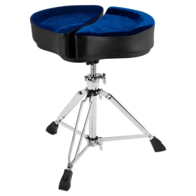 18" Spinal G Saddle Blue Cloth Top/Black Sides, 3 Leg Base, 18" to 24" Adjustment Height