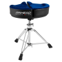 18" Spinal G Saddle Blue Cloth Top/Black Sides, 3 Leg Base, 18" to 24" Adjustment Height
