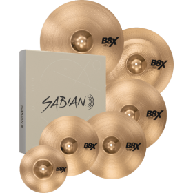 SABIAN B8X Complete Set. Hi-Hats 14", Splash 10". Crash 16" Thin, Crash 18" Thin. Ride 20". China 18"